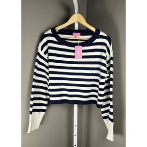 NWT Edikted SZ XS Saphi Striped Oversized Knit Pull On Sweater Preppy Soft